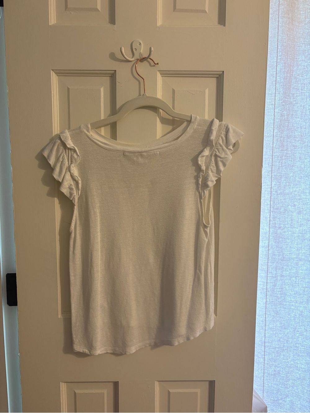 White Ruffle Sleeve Tee
